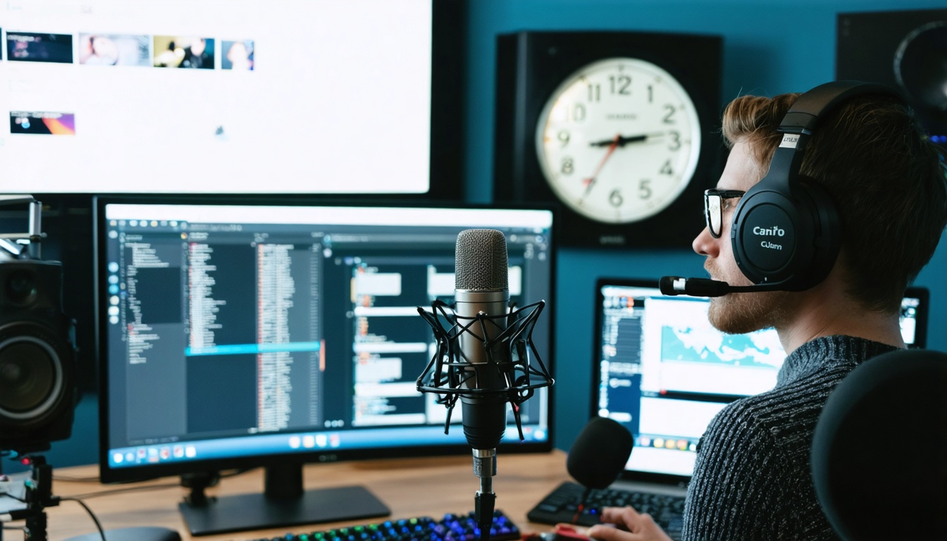 Radiopresentator die een dagelijks programma presenteert in een Nederlandse studio